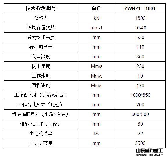 160噸普通液壓沖床